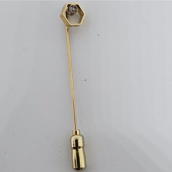 Vintage Anson Gold Tone Diamond Lapel Pin - Picture 1 of 4